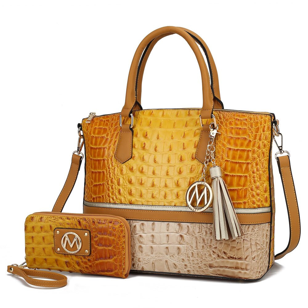 6639 Tote Bag & Wristlet Wallet Purse Set, Vegan Leather Top-Handle